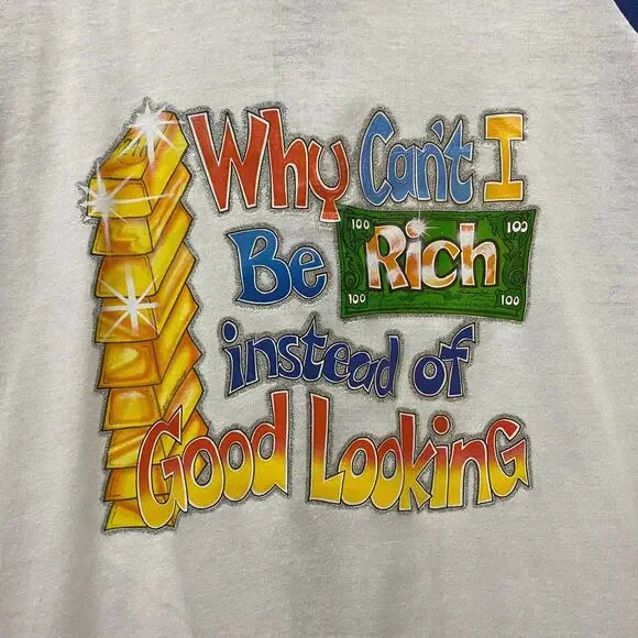 Vinatge 1980s Humorous Baseball T Shirt Iron On Graphics / Women’s Large - Picture 4 of 7